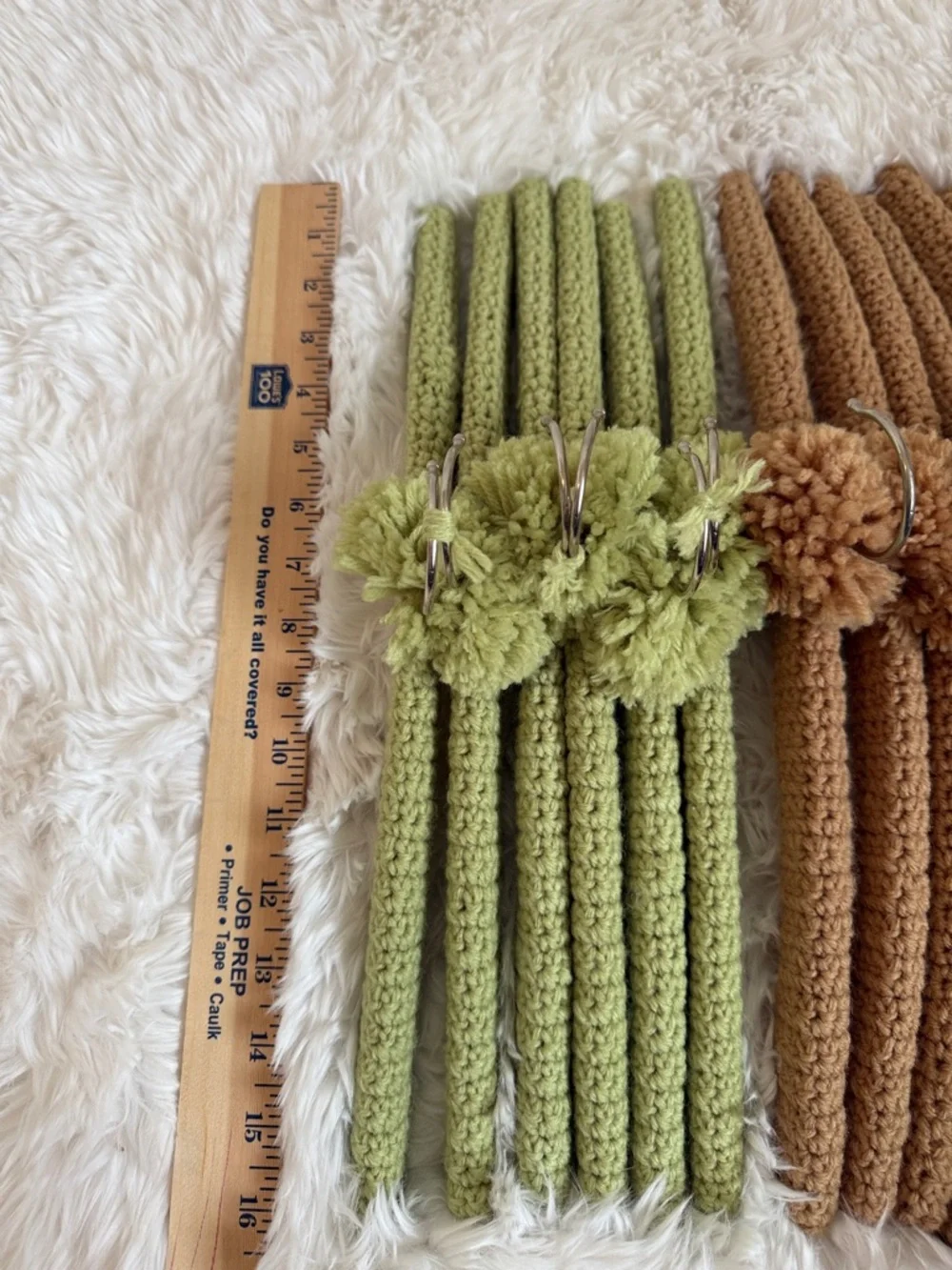 Handmade Crochet Velvet Hangers - Green & Tan Set